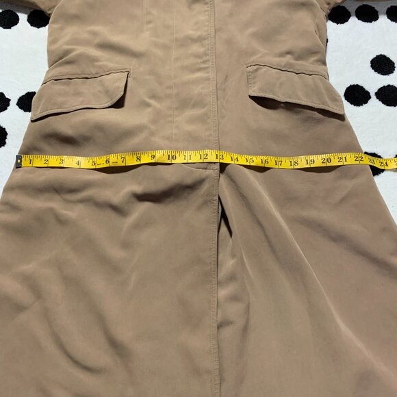 Vintage 80s 90s Trench Coat Overcoat Khaki Tan Long Classic Raincoat - Picture 13 of 16